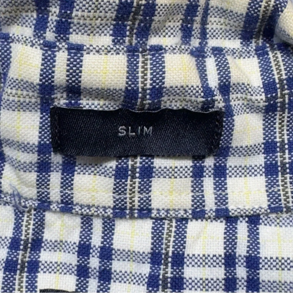 J.‎ Crew Slim Oxford Blue Yellow Plaid Business Casual Button Down Shirt Size XL